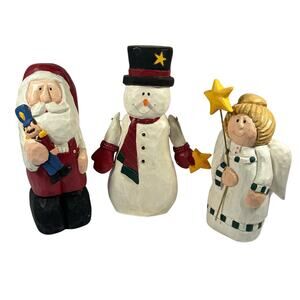 Midwest of Cannon Falls Eddie Walker Santa Angel snowman carved wood figures￼